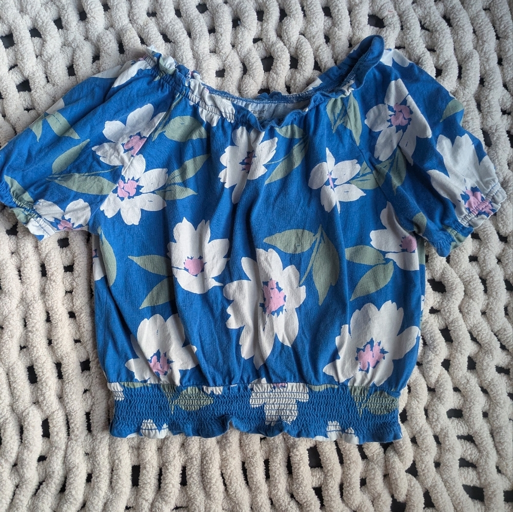 Carter's Blue Floral Elastic Waist Skirt